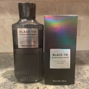 Bath & Body Works MENS Black Tie 3.4 oz Cologne & Hair/Body Wash NEW